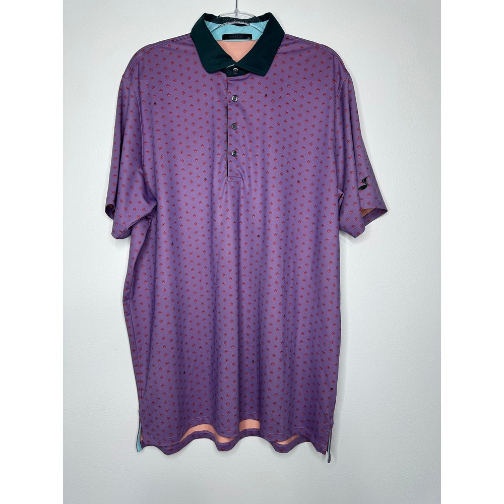 Greyson Golf Polo‎ Shirt Size XL Purple Spring Garden Windflower Performance